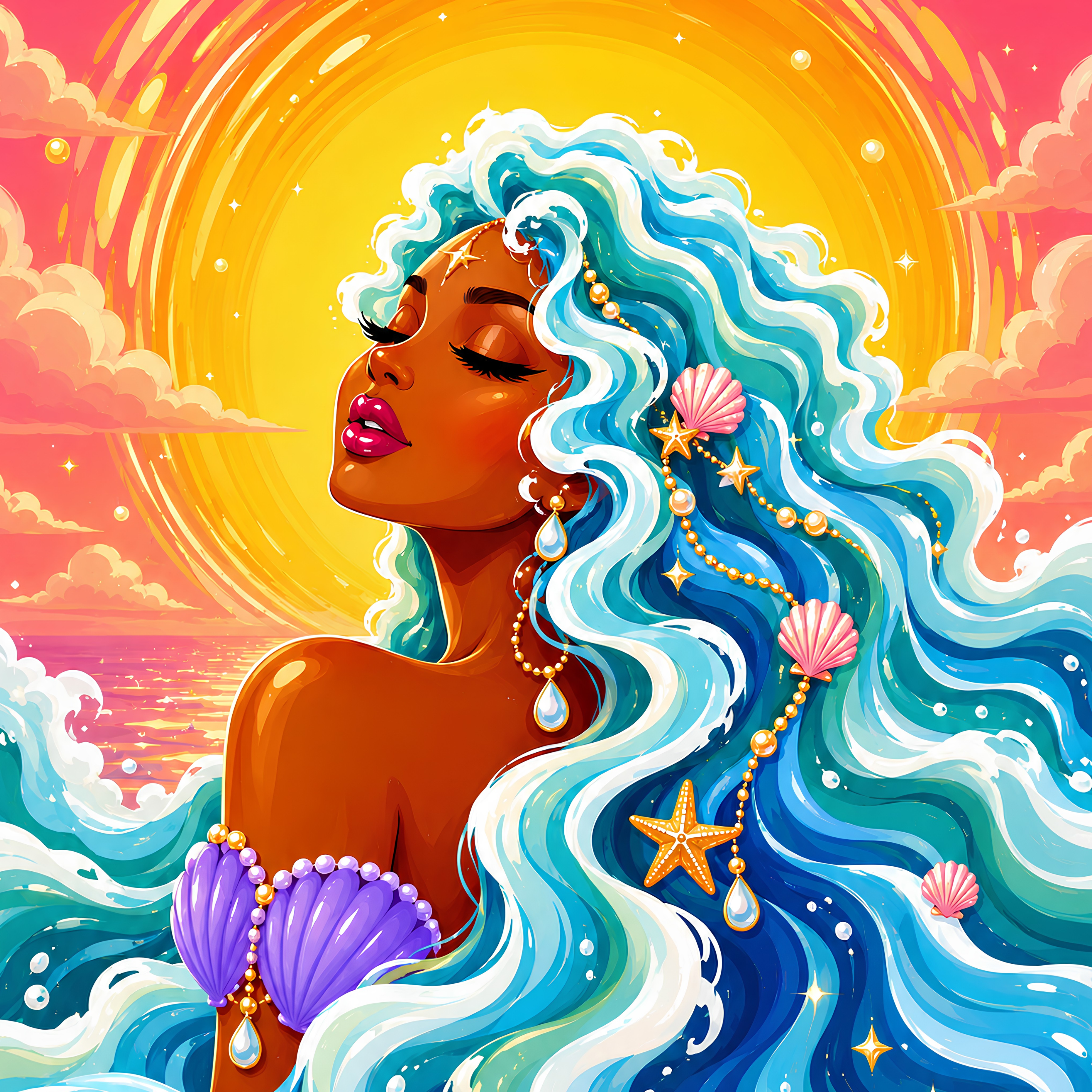 Tidewater Goddess- Diamond Art Kit (50x70cm, Square Drill)