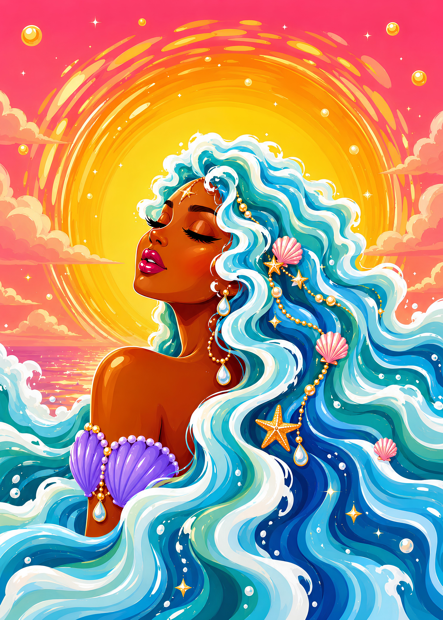 Tidewater Goddess- Diamond Art Kit (50x70cm, Square Drill)