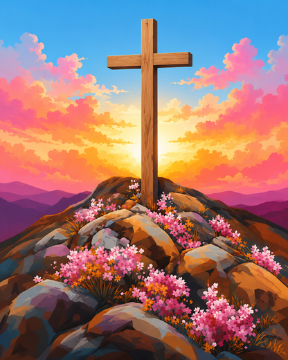 Sunset at Calvary- Diamond Art Kit (40x50cm, Square Drill)