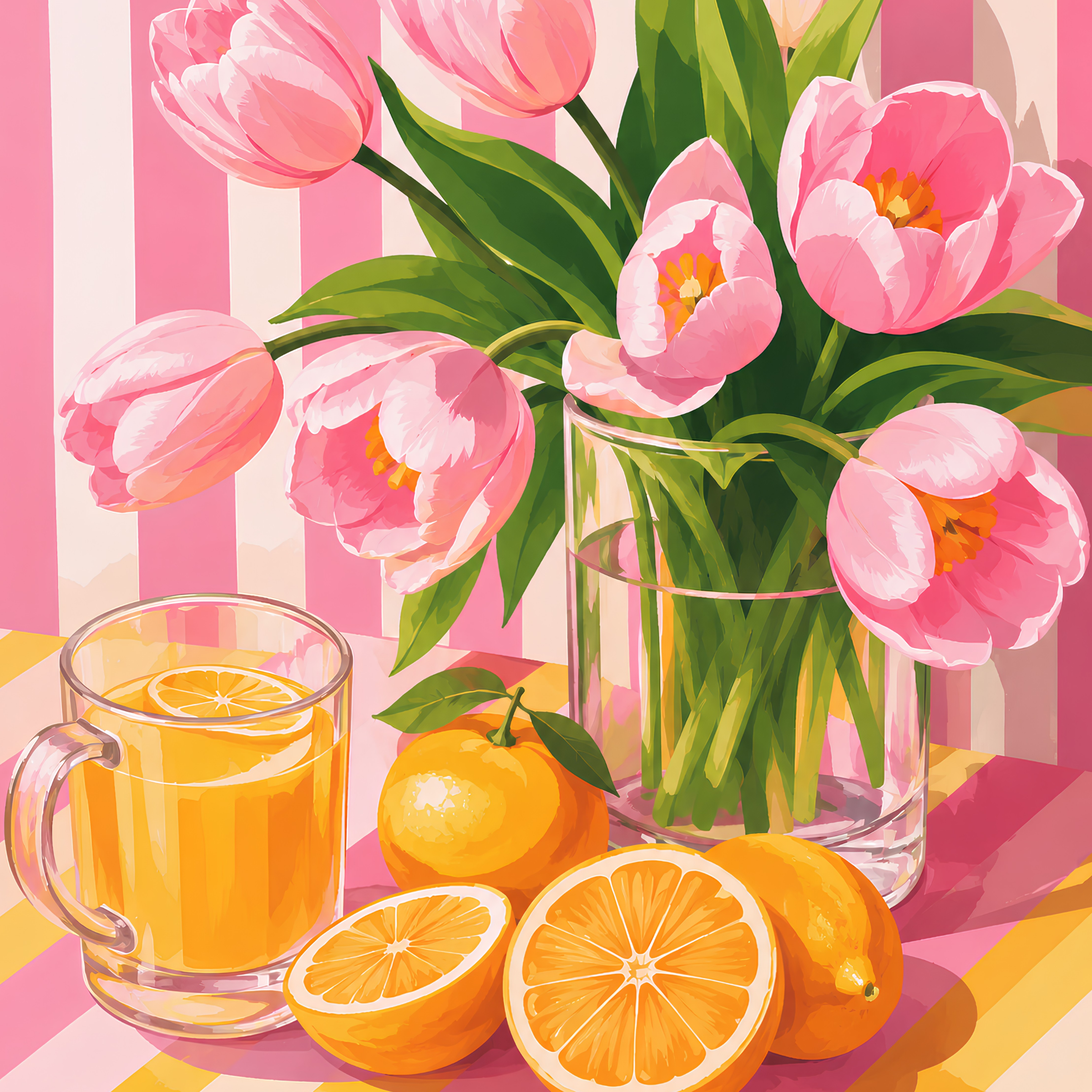 Sunshine & Tulips- Diamond Art Kit (40x50cm, Square Drill)