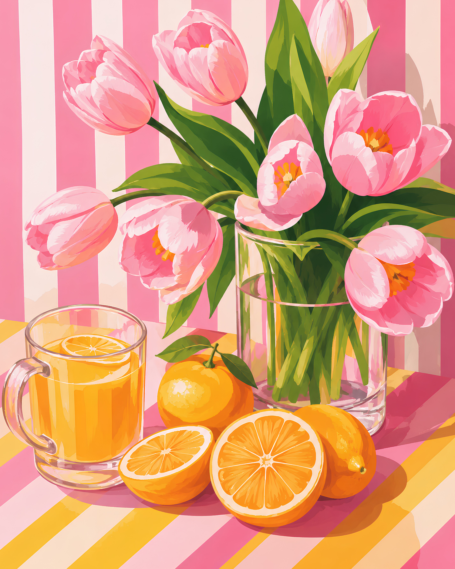 Sunshine & Tulips- Diamond Art Kit (40x50cm, Round Drill)