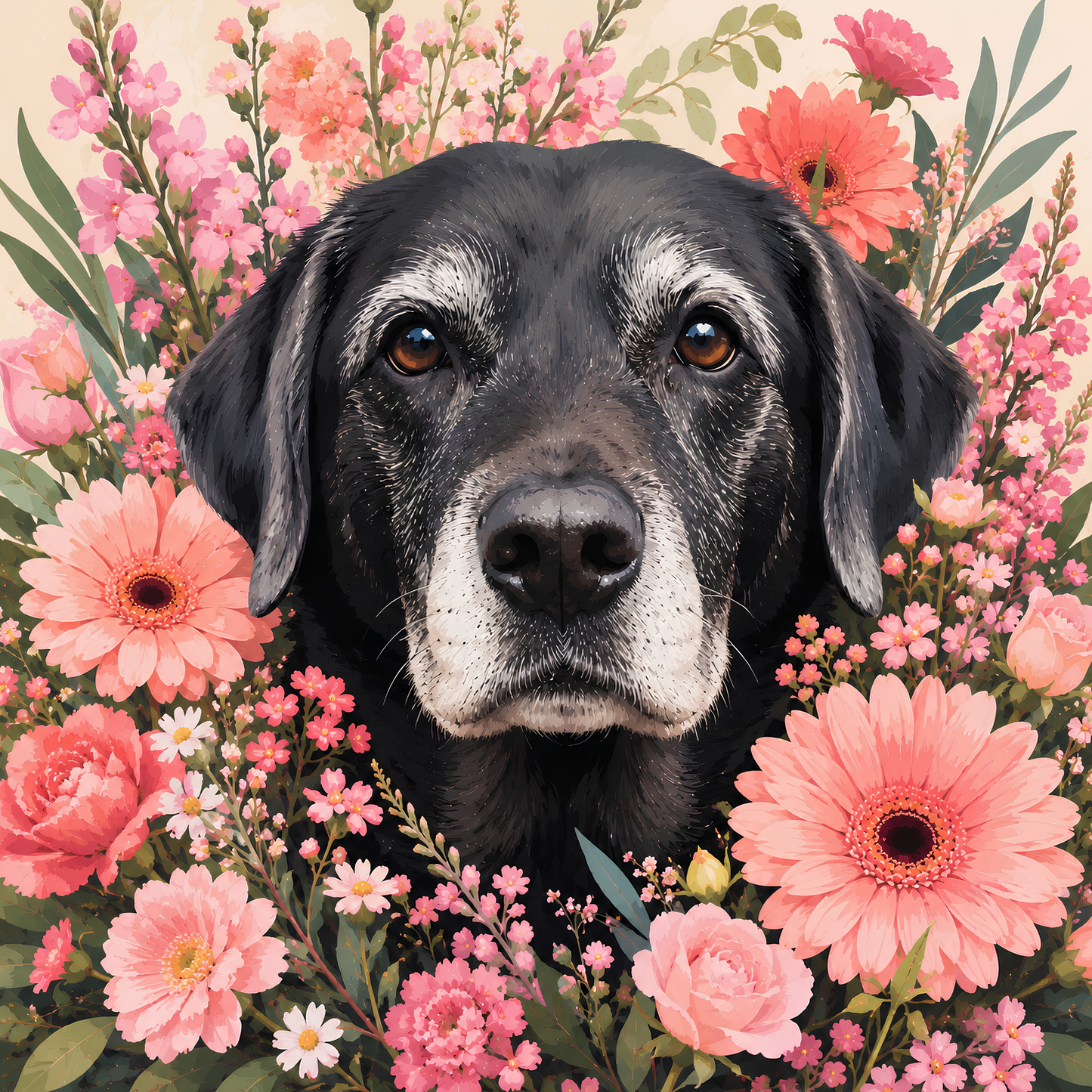 Sweet Gray Muzzle- Diamond Art Kit (50x50cm, Round Drill)