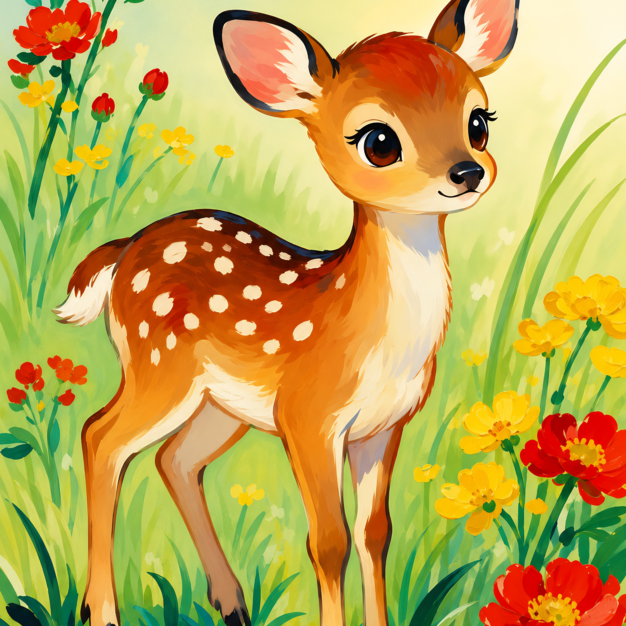Sweet Meadow Fawn- Diamond Art Kit (40x60cm, Square Drill)