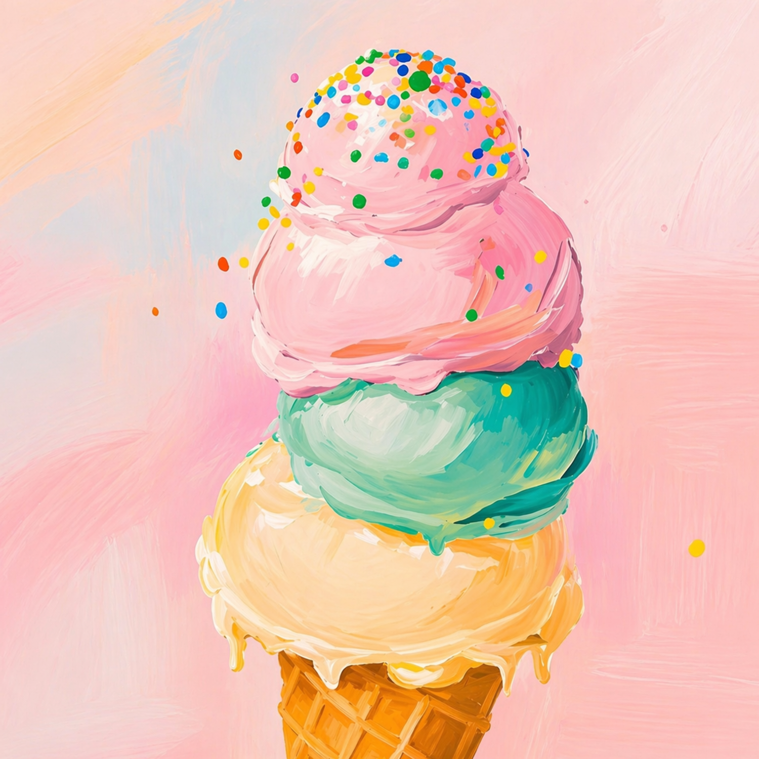 Sweet Summer Scoops- Diamond Art Kit (40x40cm, Round Drill)