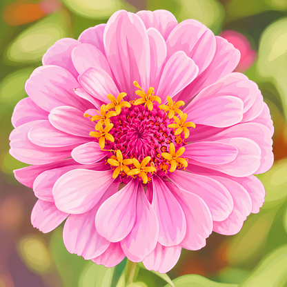 Sweet Zinnia- Diamond Art Kit (40x40cm, Round Drill)