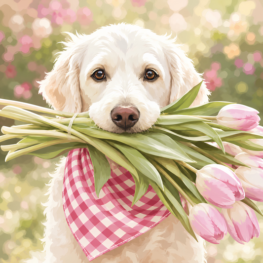 The Tulip Retriever- Diamond Art Kit (50x50cm, Round Drill)