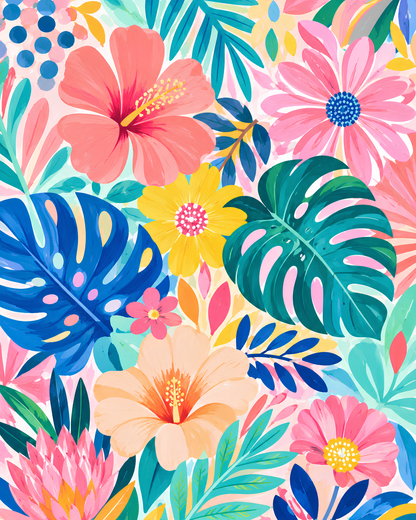 Tropical Bloom Burst- Diamond Art Kit (40x50cm, Square Drill)