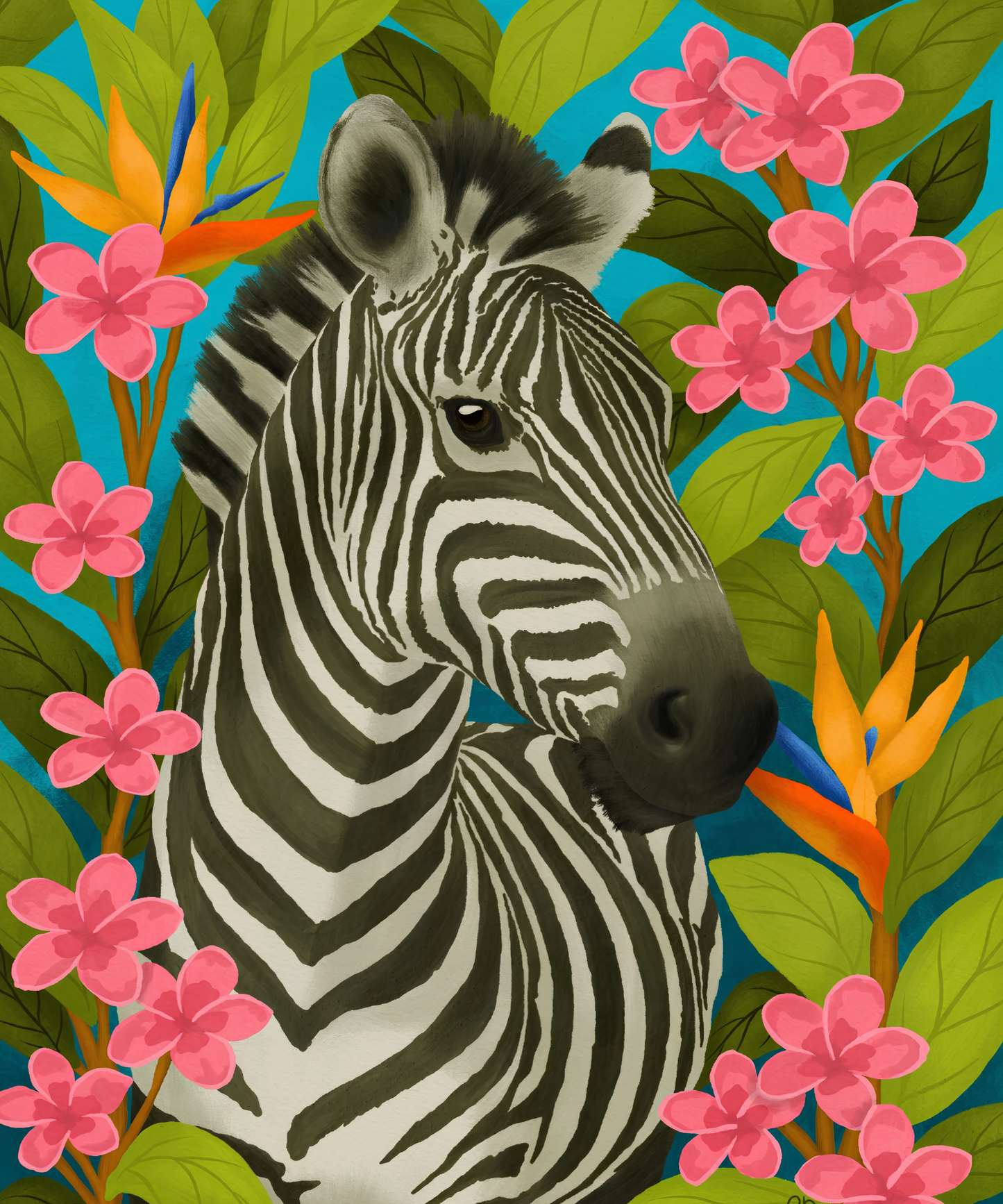 Tropical Zebra Bloom by Lisa D Art Designs – Diamond Art Kit (50x60cm, Square Drill)