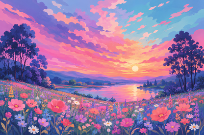 Twilight Glimmer Meadow- Diamond Art Kit (60x40cm, 100% Whimsy Dust Square Drill)