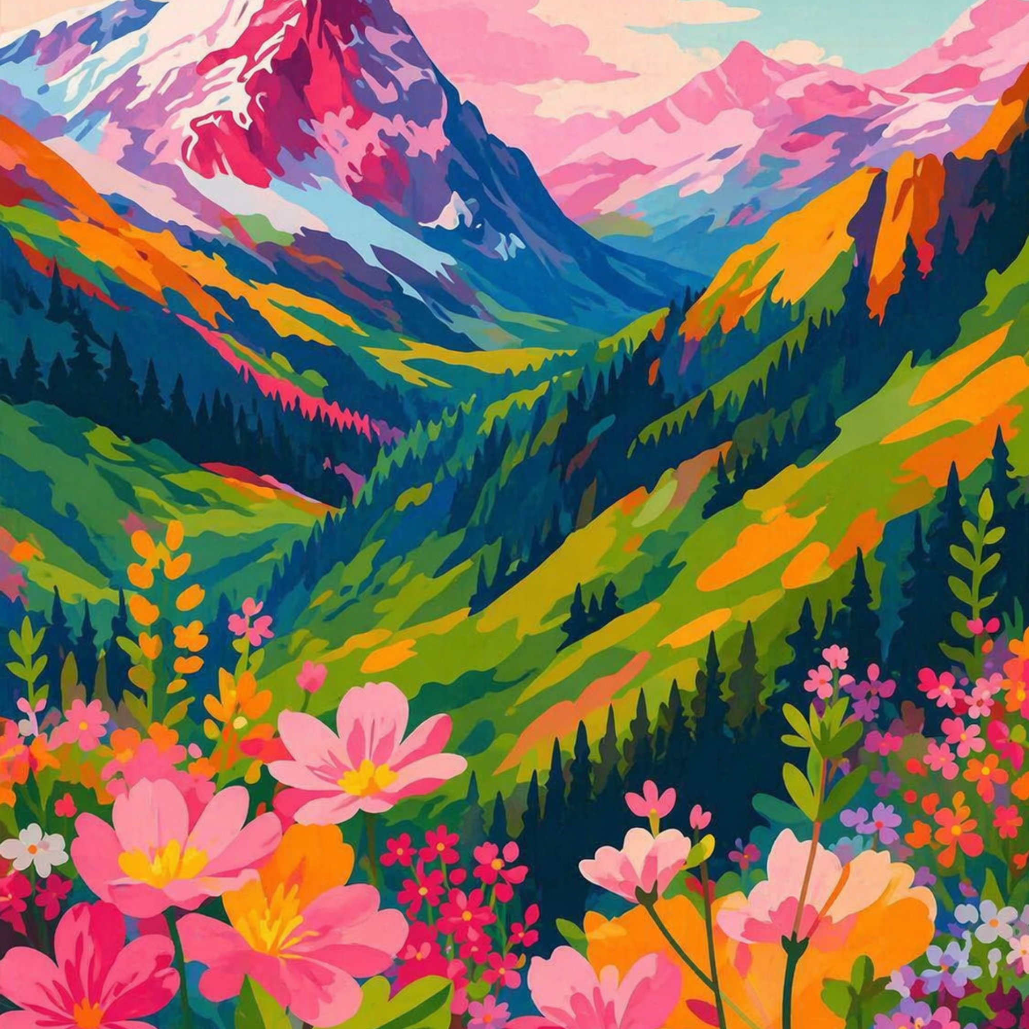 Wildflower Valley- Diamond Art Kit (40x50cm, Square Drill)