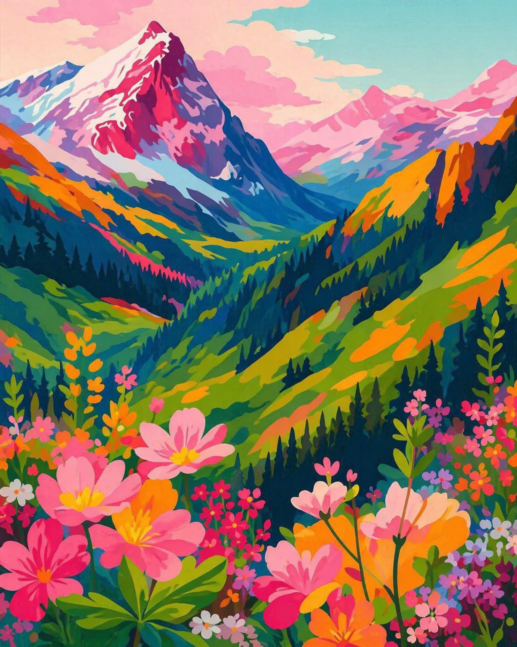 Wildflower Valley- Diamond Art Kit (40x50cm, Square Drill)