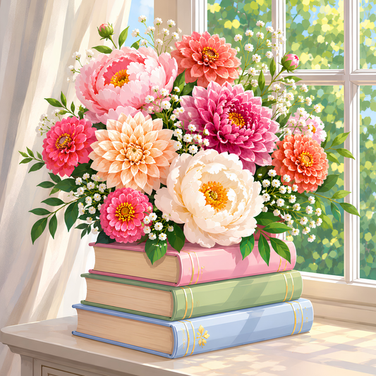 Windowsill Blooms- Diamond Art Kit (50x50cm, Square Drill)