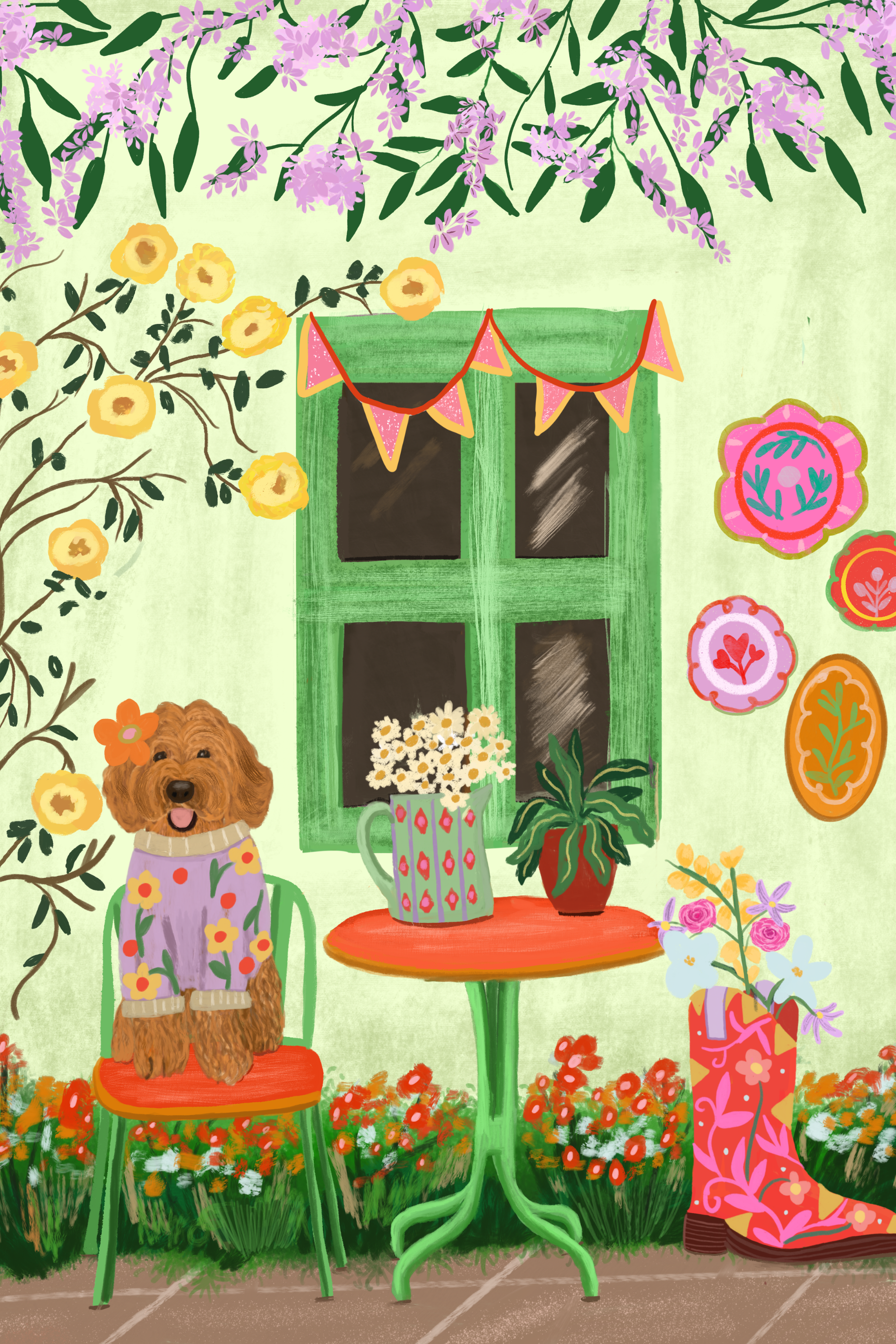 Wisteria Cottage by Eva Jael Edwin – Diamond Art Kit (40x60cm, Square Drill)