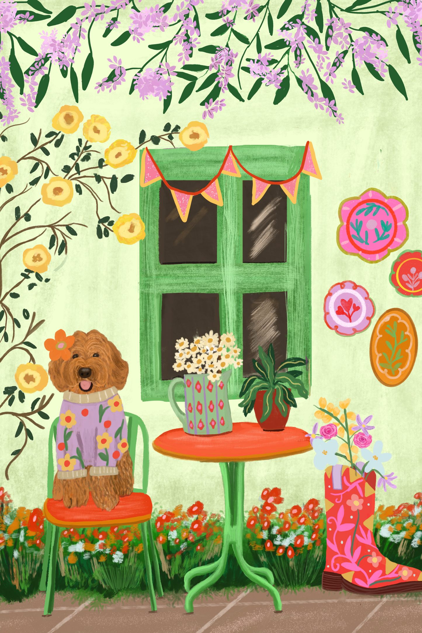 Wisteria Cottage by Eva Jael Edwib – Diamond Art Kit (40x60cm, Square Drill)
