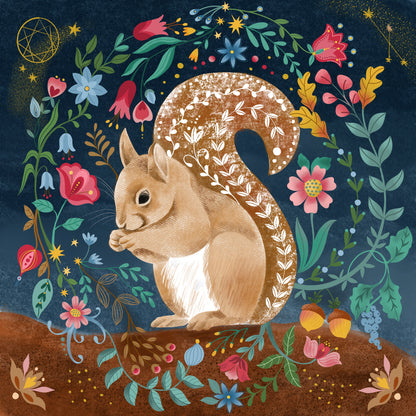 Autumn Acorn Squirrel by Lisa Powell Braun – Diamond Art Kit (50x50cm, Square Drill)