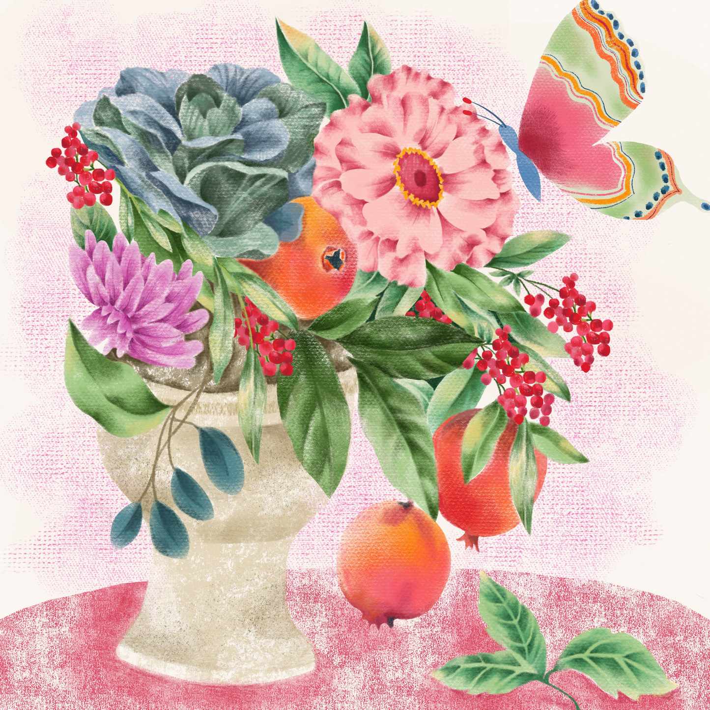 Zinnias, Berries & Wings by Lisa Powell Braun – Diamond Art Kit (50x50cm)