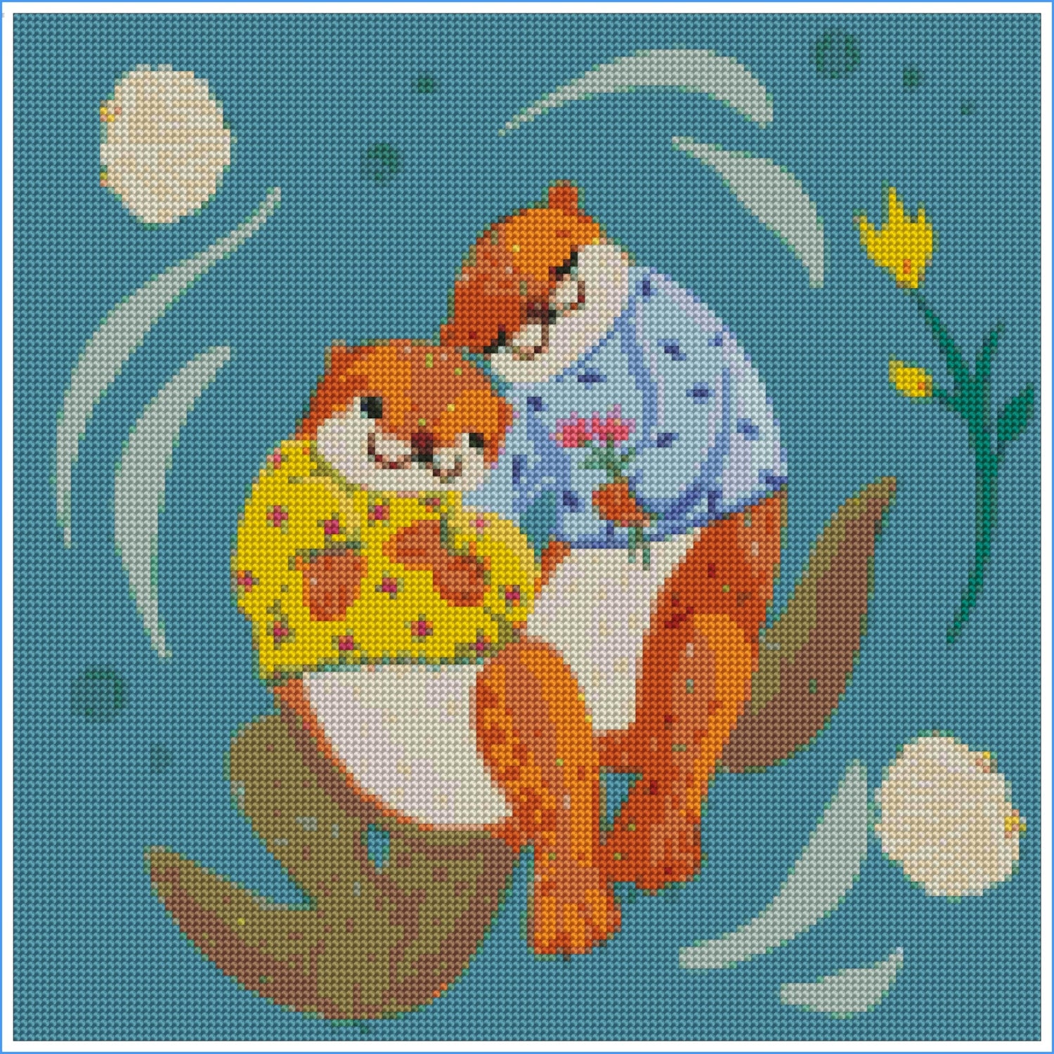 Otter Sweethearts — Colortickle by Abhinaya - Diamond Art Kit (40x40cm)