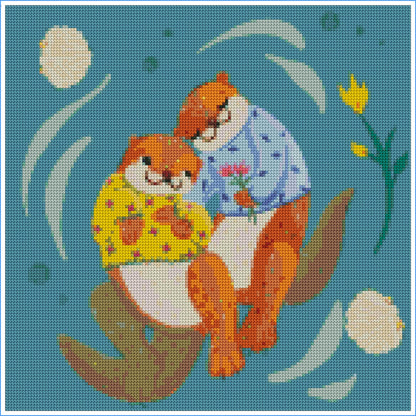 Otter Sweethearts — Colortickle by Abhinaya - Diamond Art Kit (40x40cm)