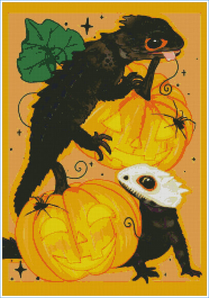 Crocodile Skink Pumpkin Patch by Angelxbeans- Diamond Art Kit (45x65cm, Square Drill)