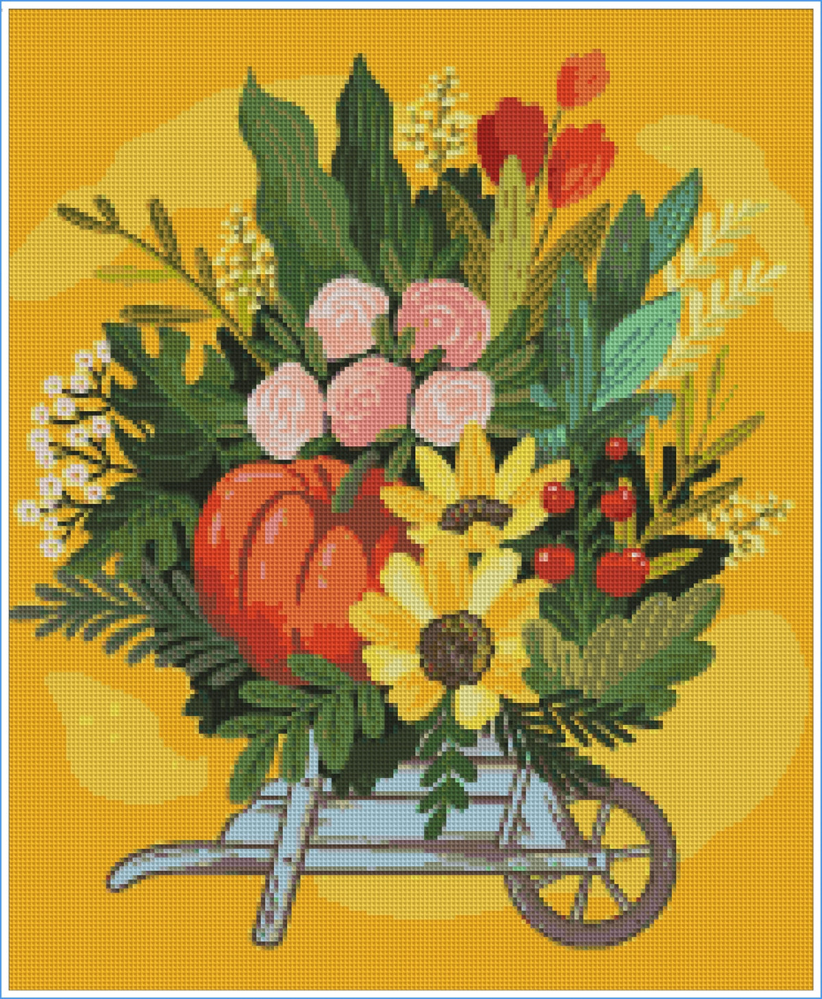 Autumn Garden Wheelbarrow by Hanna Symo- Diamond Art Kit (45x55cm)