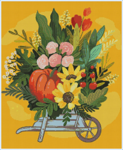 Autumn Garden Wheelbarrow by Hanna Symo- Diamond Art Kit (45x55cm)