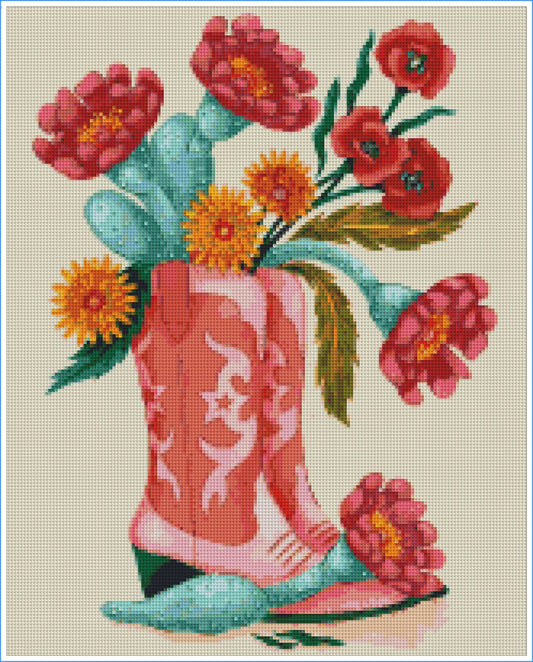 Boot Scootin Blossoms by Molly Marie Pea- Diamond Art Kit (40x50cm)