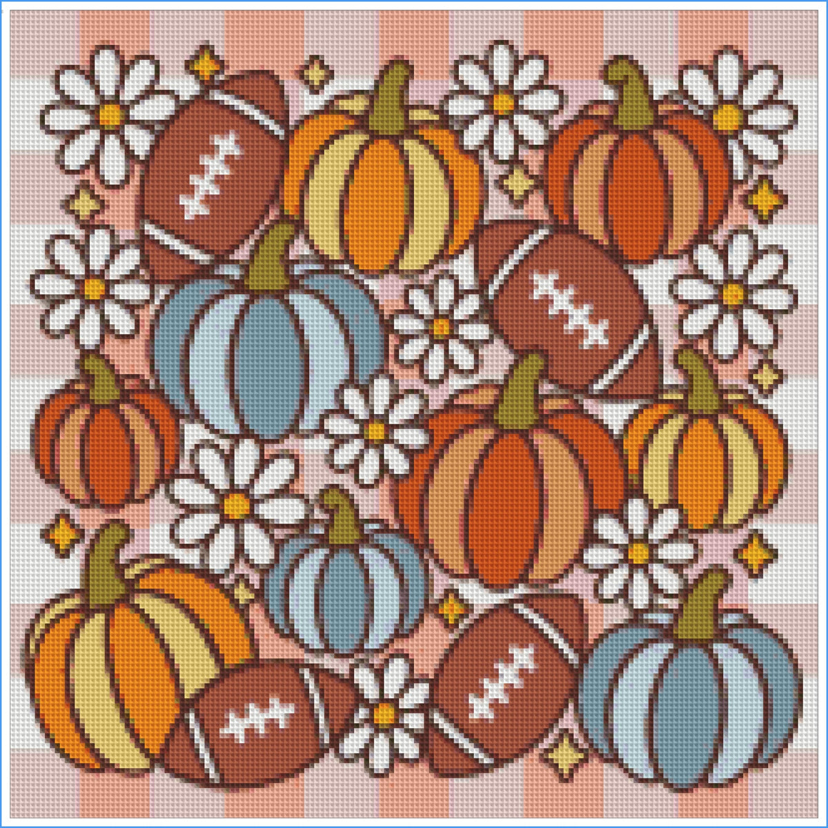 Groovy Fall Football by Textile Bakery – Diamond Art Kit (40x40cm)
