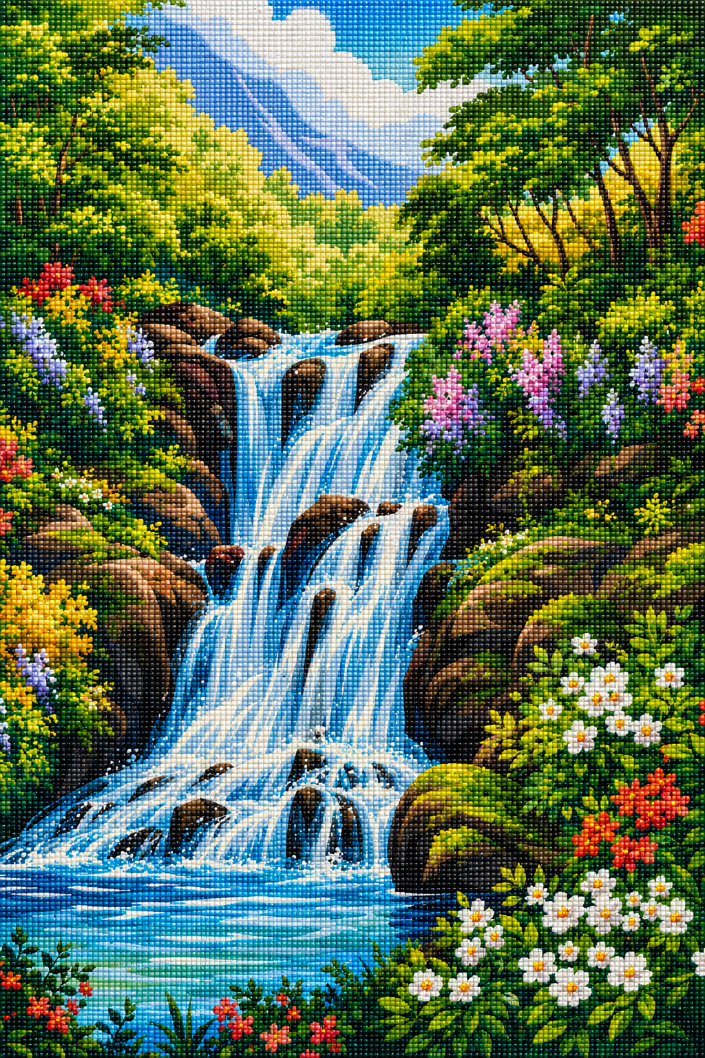 Cascade Garden- Diamond Art Kit (40x60cm, Square Drill)