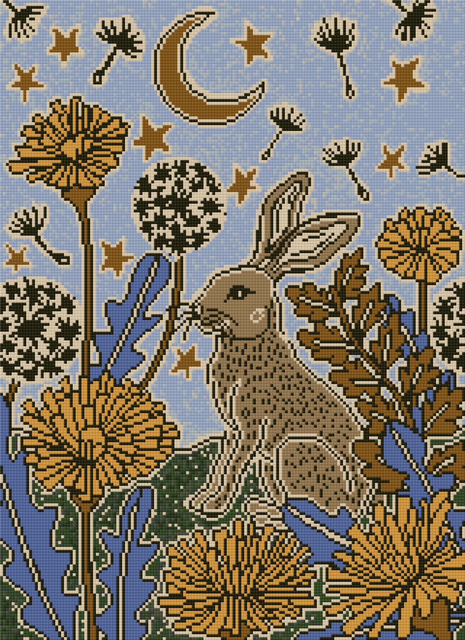 Moonlit Hare by Andrea Lobell- Diamond Art Kit (40x55cm Square Drill) Hand Rendered