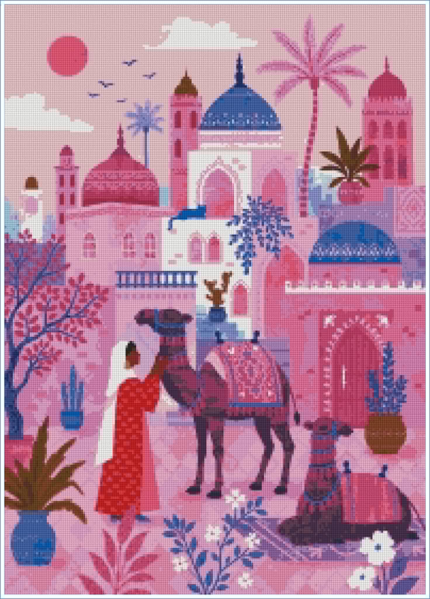 Jaipur Camel Caravan-Art by Leysan Shayak- Diamond Art Kit (50x70cm Square Drill)