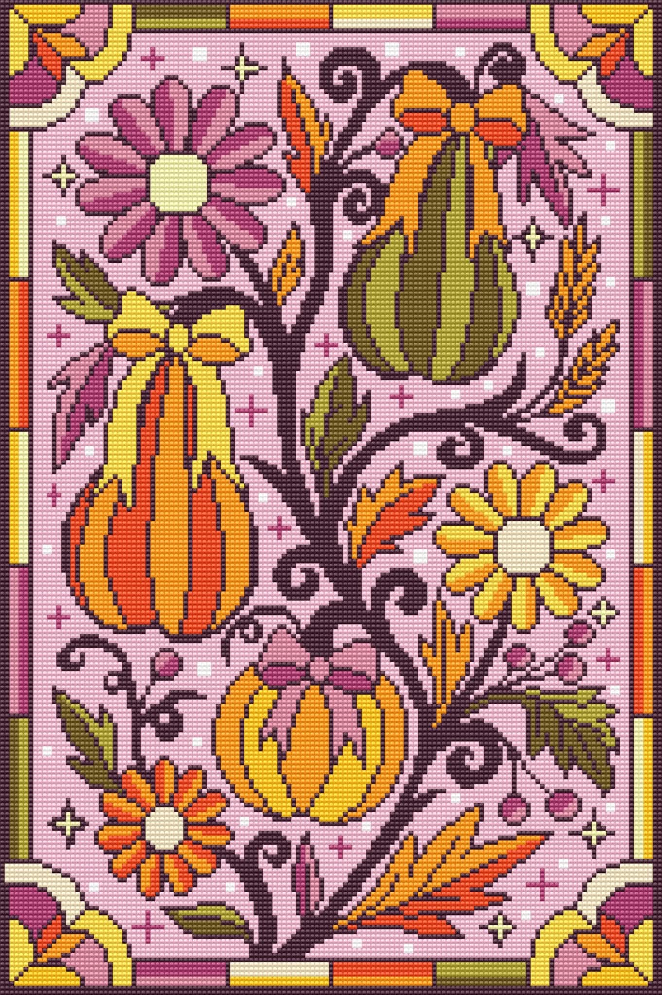 Golden Gourds & Bows by Textile Bakery – Diamond Art Kit (40x60cm) Hand Rendered