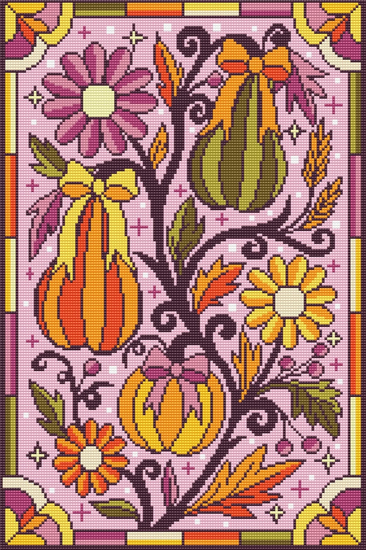 Golden Gourds & Bows by Textile Bakery – Diamond Art Kit (40x60cm) Hand Rendered