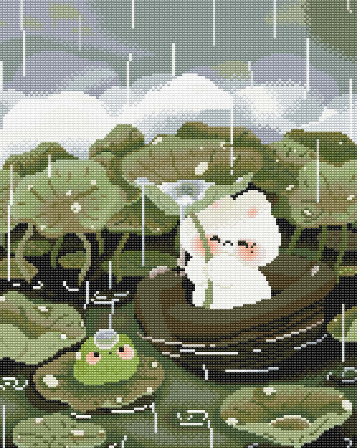 Lotus Rain Adventure by CraaftyQueen – Diamond Art Kit (40x50cm Round Drill) Hand Rendered