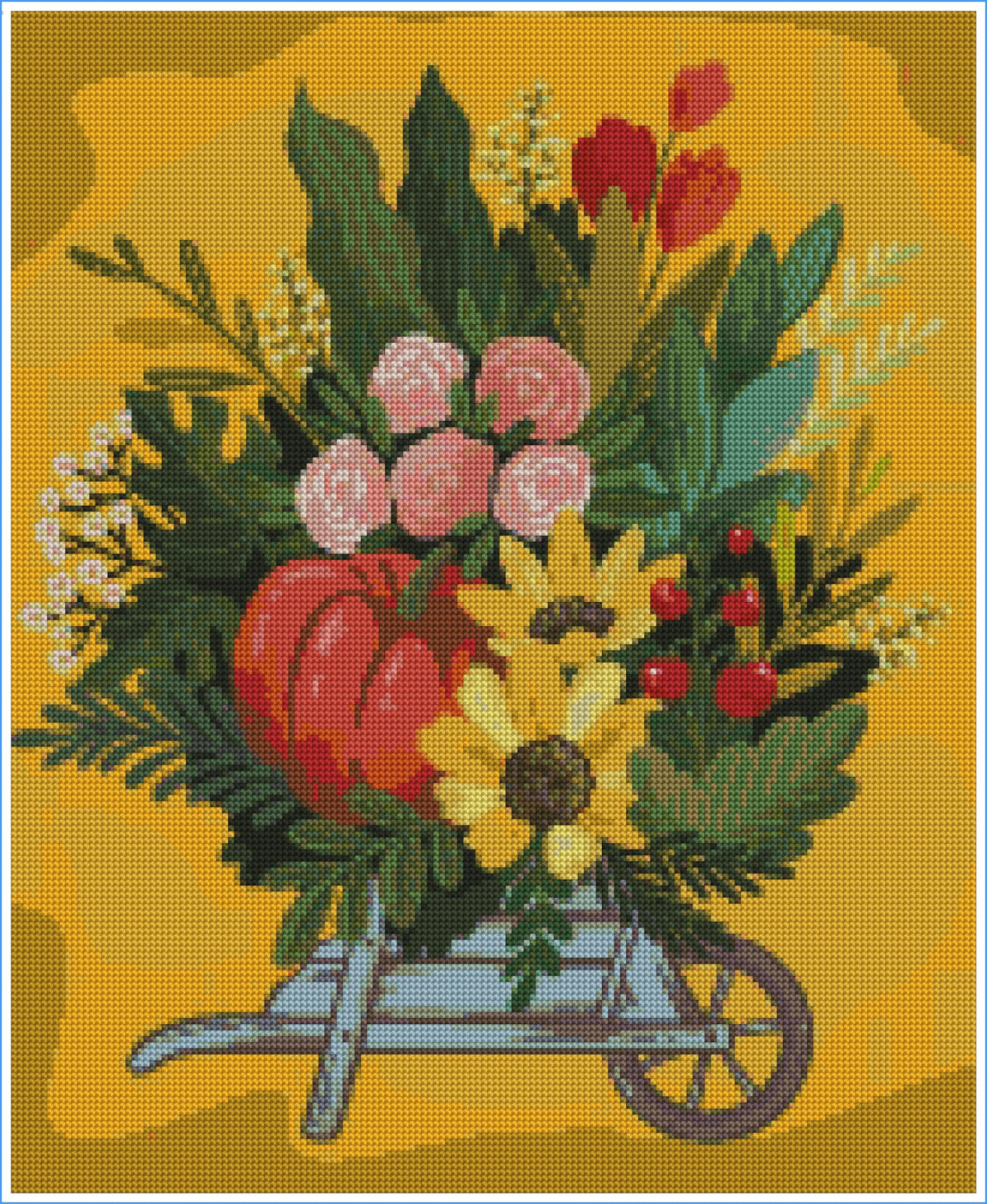 Autumn Garden Wheelbarrow by Hanna Symo- Diamond Art Kit (45x55cm)