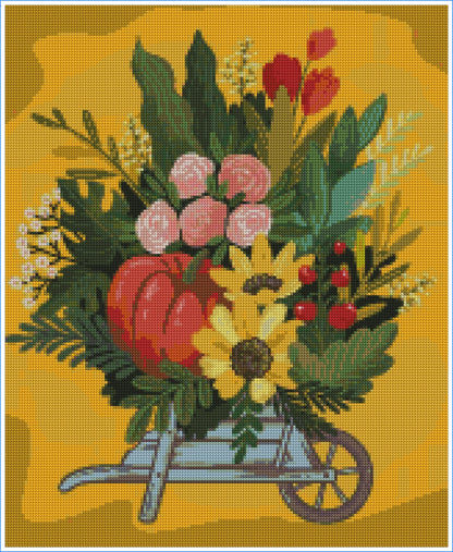 Autumn Garden Wheelbarrow by Hanna Symo- Diamond Art Kit (45x55cm)