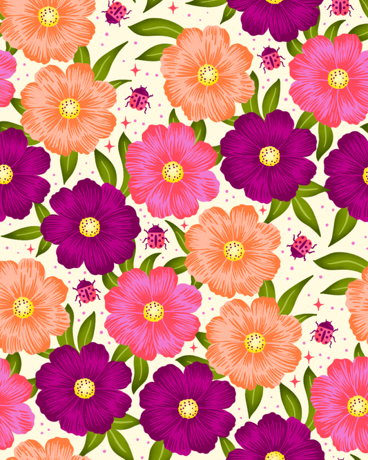 Lucky Ladybugs & Cosmos by Jess Jay Design- Diamond Art Kit (40x50cm, Round Drill)