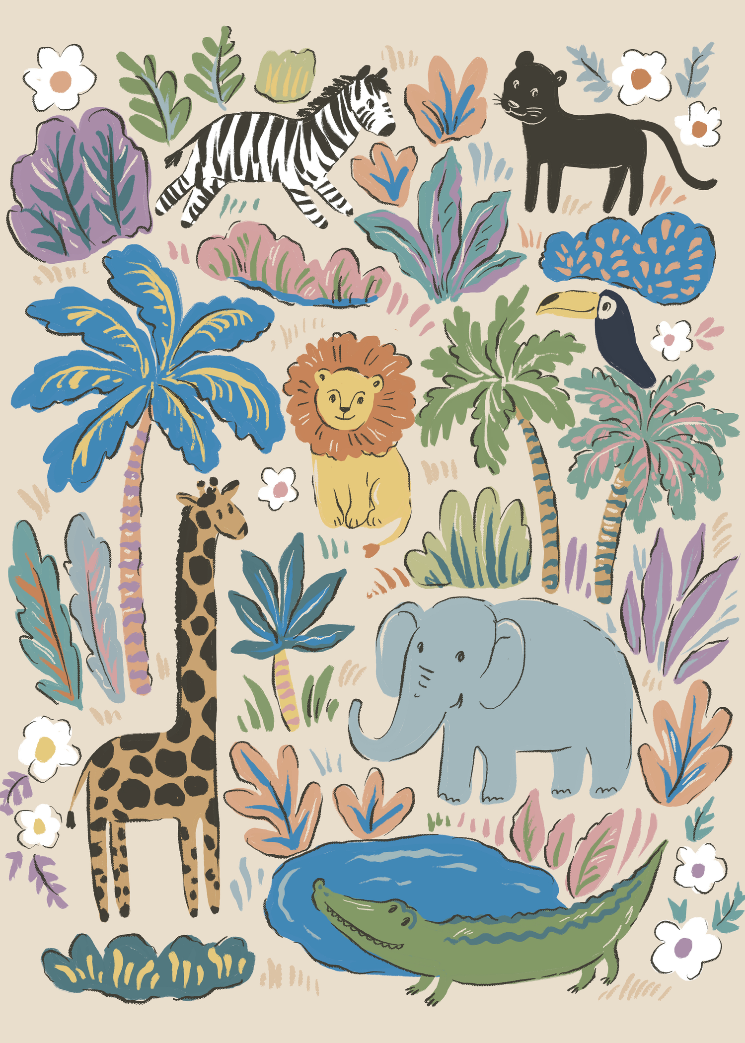 Savannah Strolls by Hanna Symo- Diamond Art Kit (50x70cm, Square Drill)