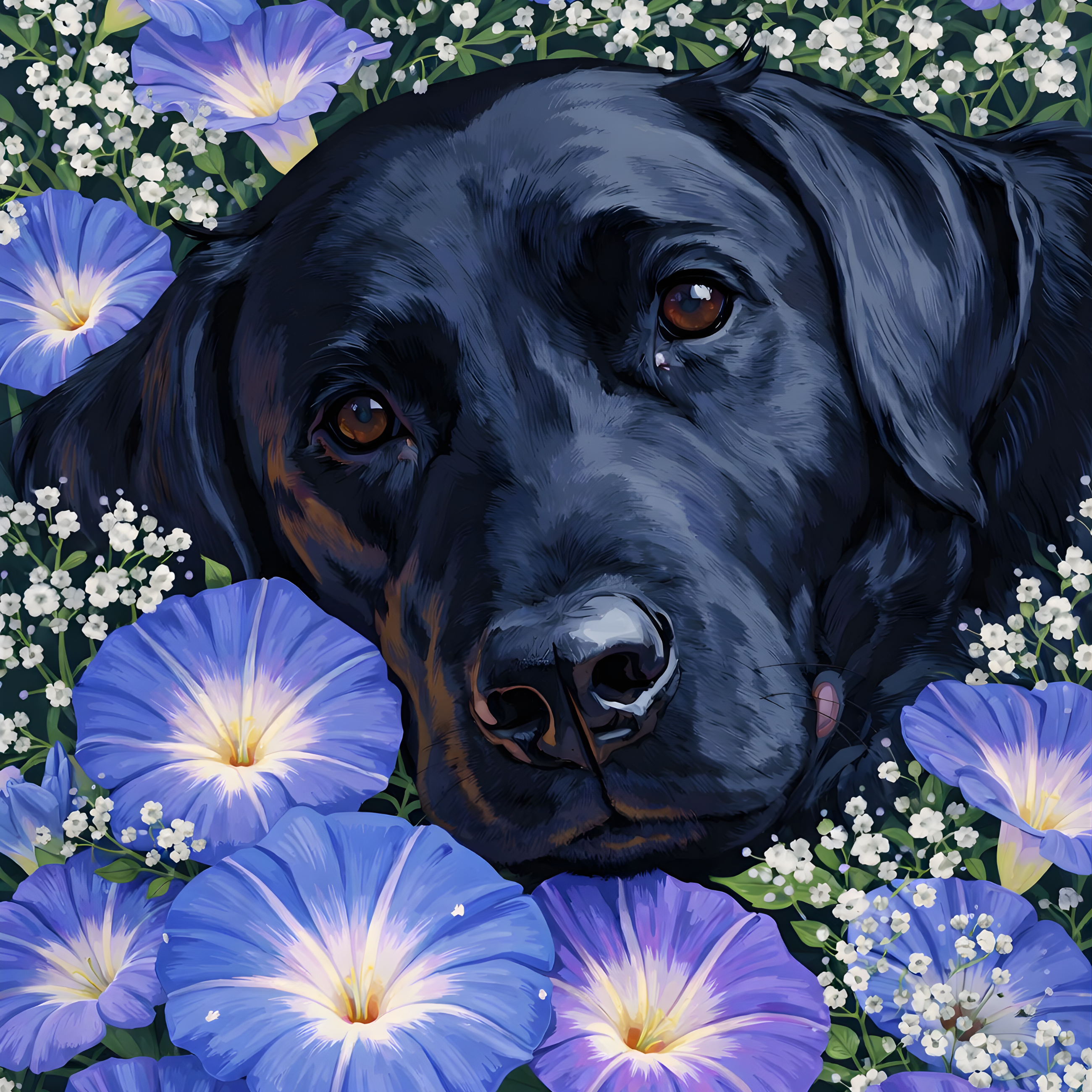 Koda in Bloom - Diamond Art Kit (40x50cm, Square Drill)