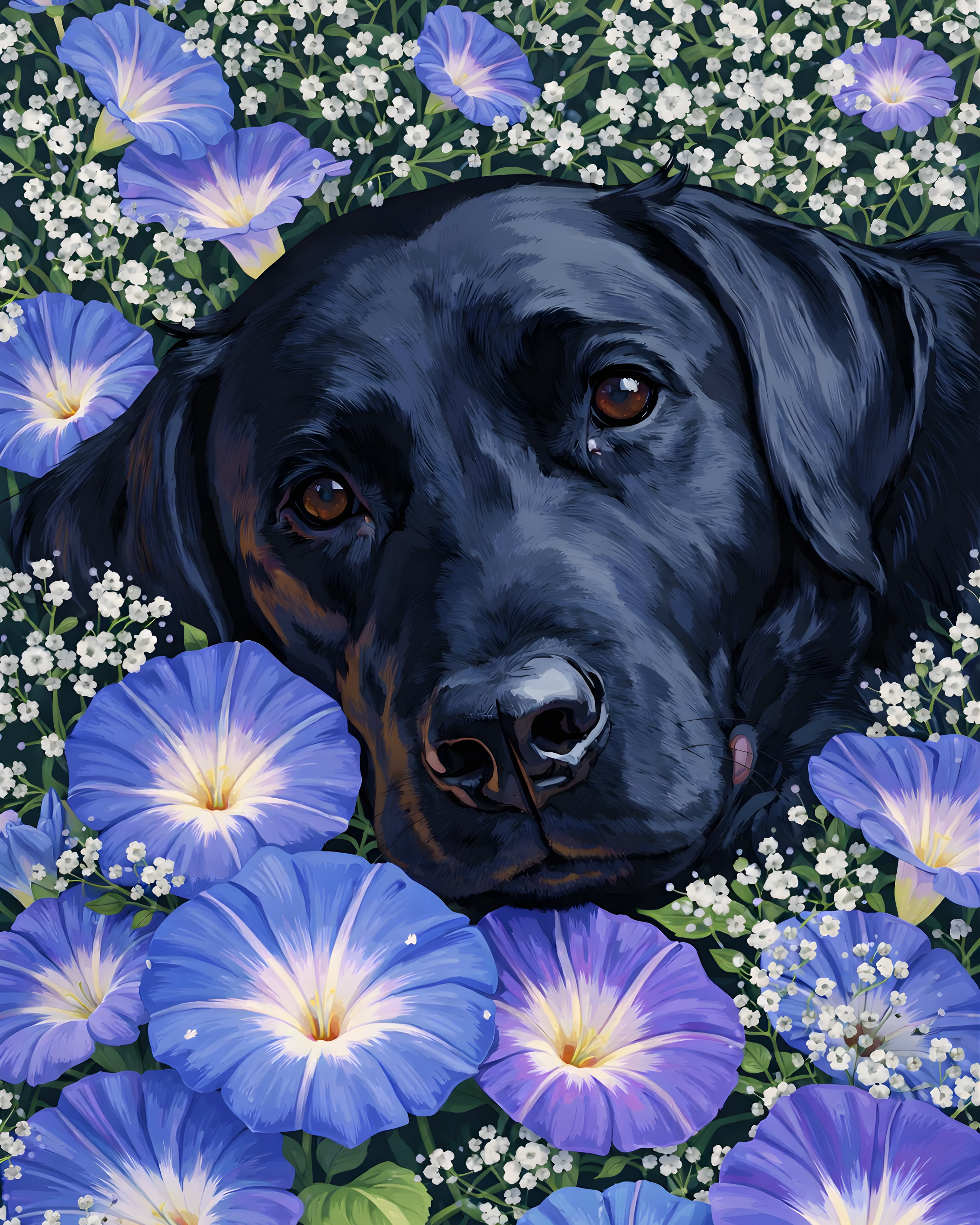 Koda in Bloom - Diamond Art Kit (40x50cm, Square Drill)