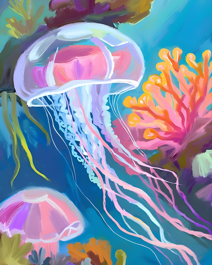 Electric Dancing Jellyfish - Diamond Art Kit (40x50cm, Round Drill)