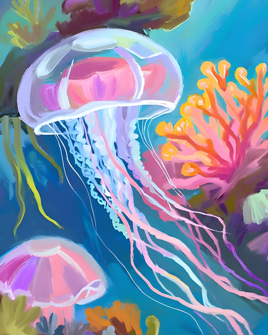 Electric Dancing Jellyfish - Diamond Art Kit (40x50cm, Round Drill)