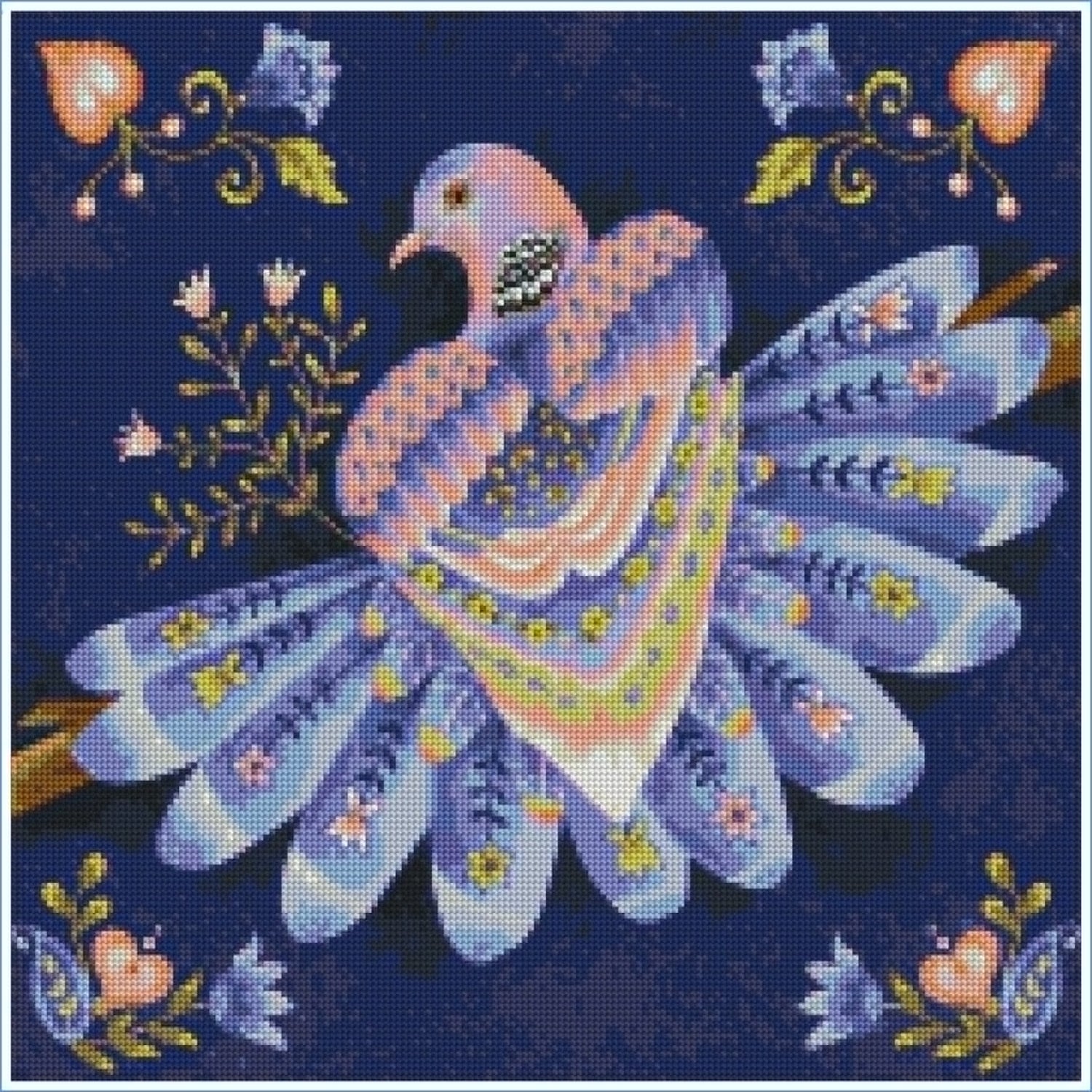 Floral Peace Dove by Lisa Powell Braun – Diamond Art Kit (50x50cm)