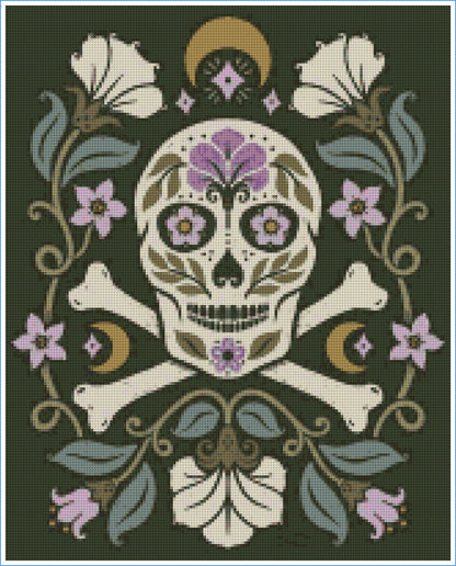 Floral Moon Skull by Carey Copeland – Diamond Art Kit (40x50cm)