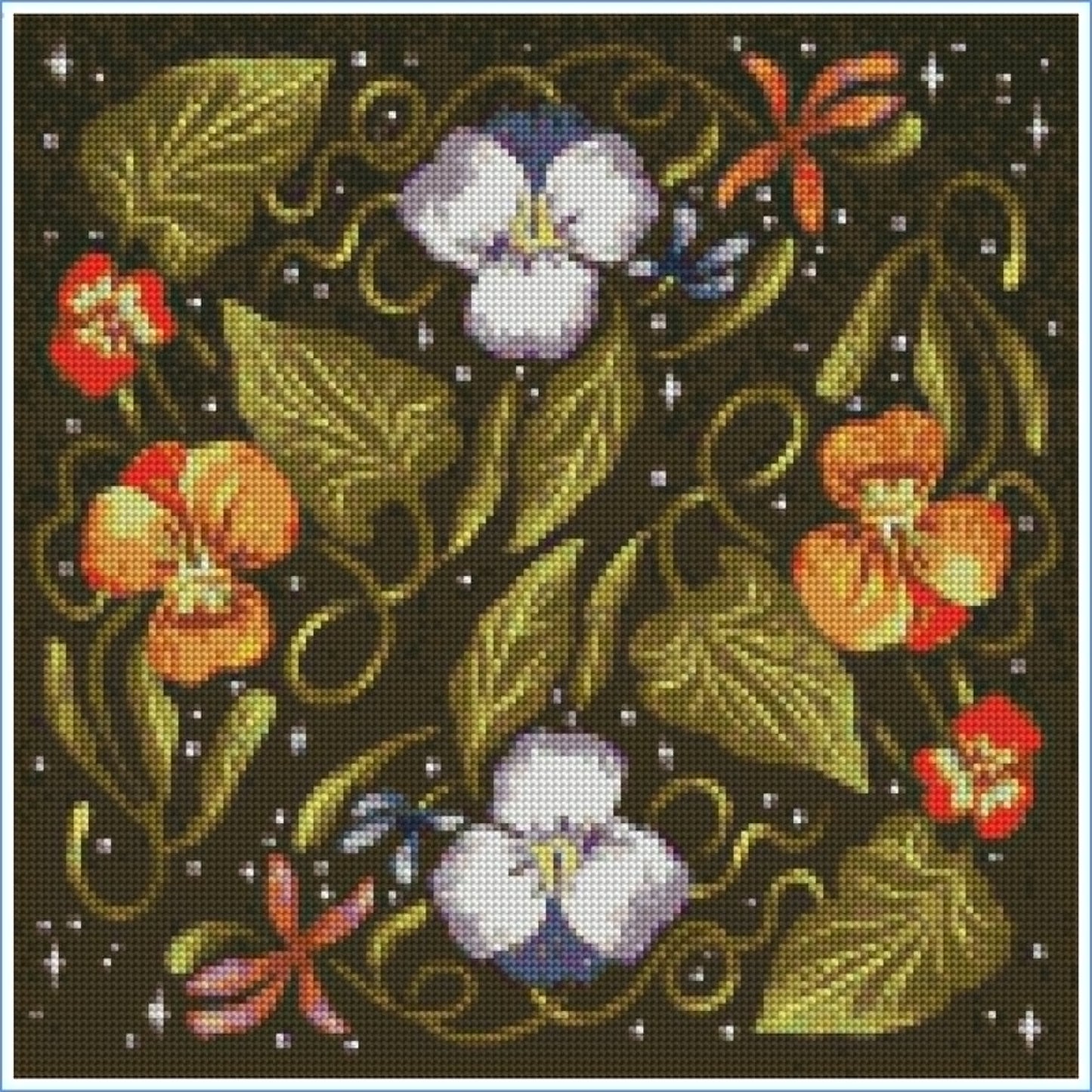 Pansies by Amirah Sheikh- Diamond Art Kit (40x40cm, Round Drill)