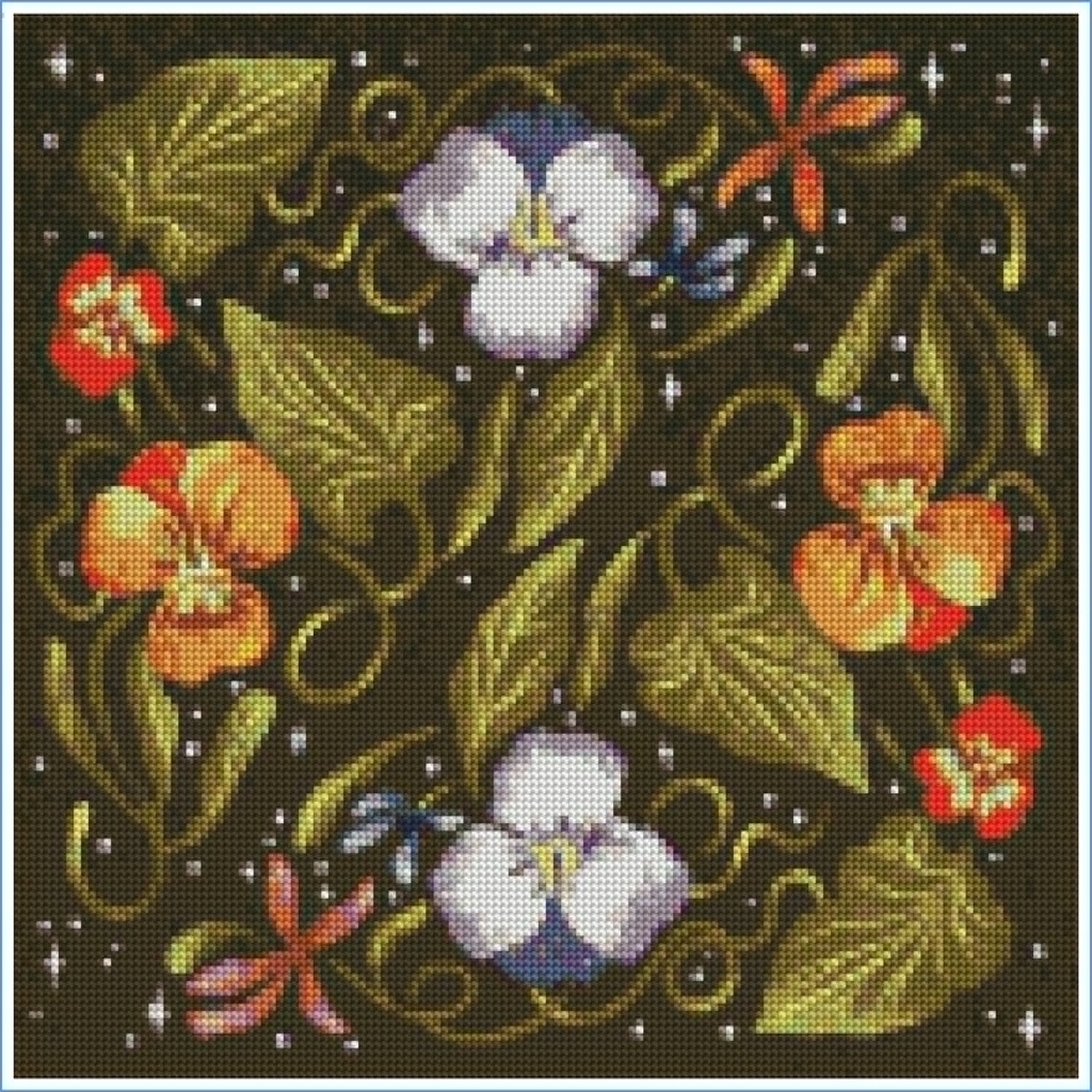Pansies by Amirah Sheikh- Diamond Art Kit (40x40cm, Round Drill)