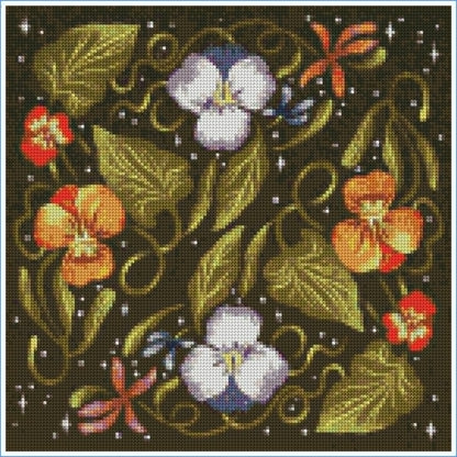 Pansies by Amirah Sheikh- Diamond Art Kit (40x40cm, Round Drill)