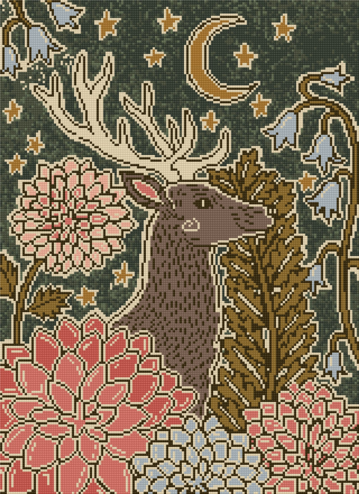 Moonlit Deer by Andrea Lobell- Diamond Art Kit (40x55cm Square Drill) Hand Rendered