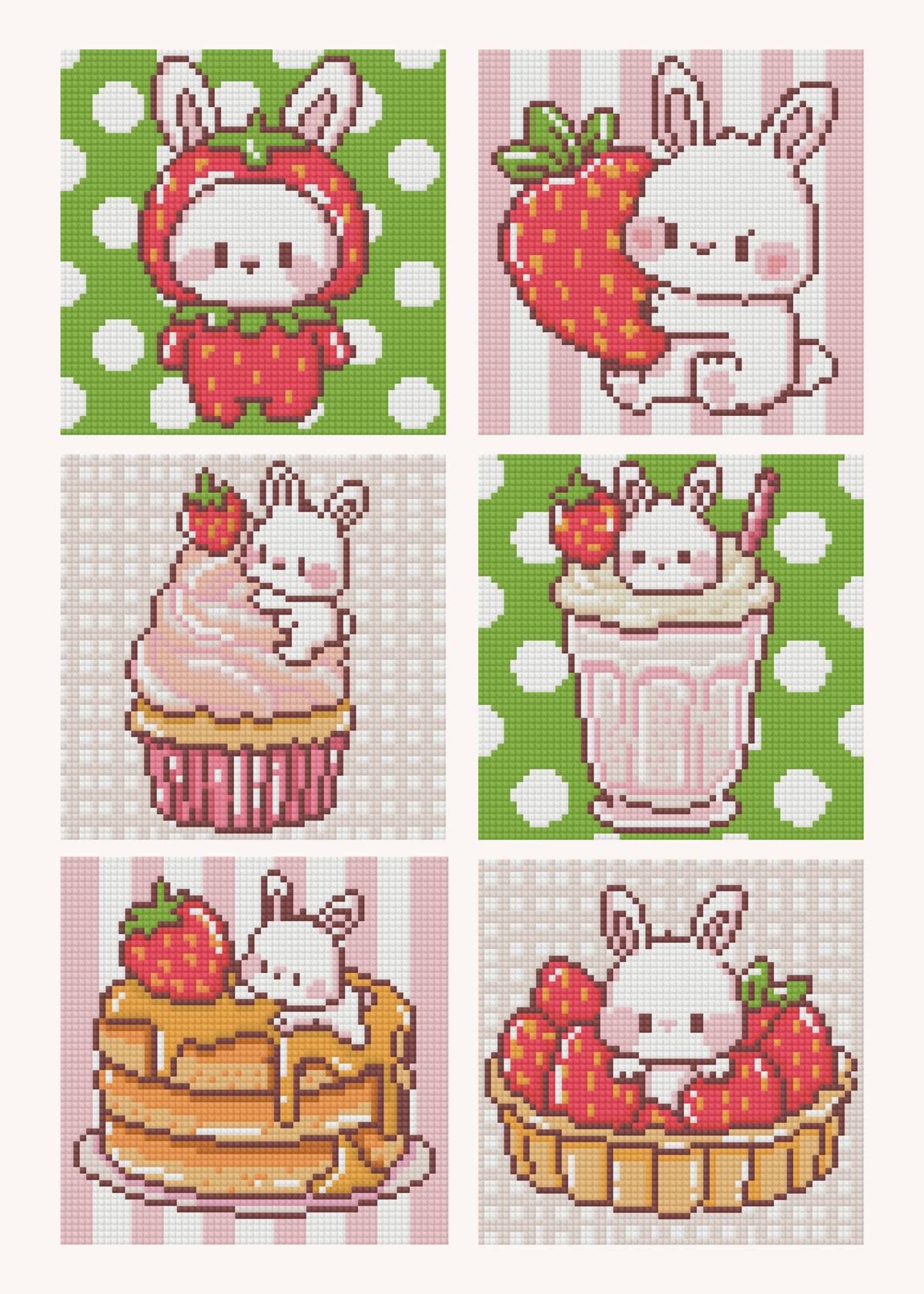 Strawberry Sugar Bunny by Blumensdiary – little whimsies Mini Diamond Art Set
