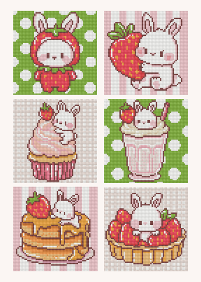 Strawberry Sugar Bunny by Blumensdiary – little whimsies Mini Diamond Art Set