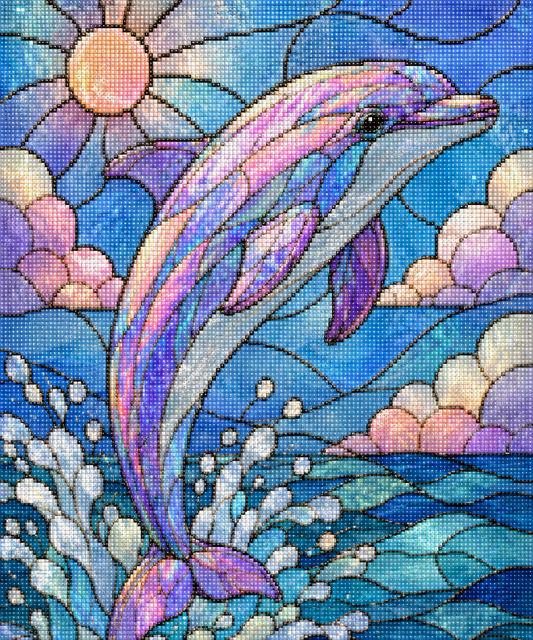 Opal Ocean Dolphin – Diamond Art Kit (50x60cm, Square Drill)